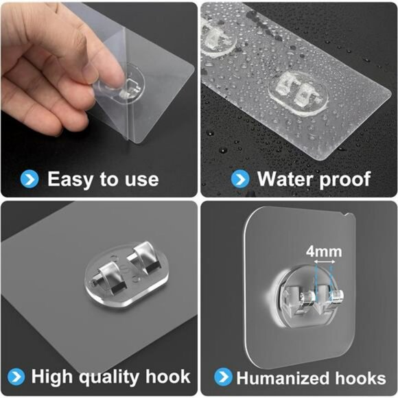 Shower caddy adhesive replacement strips waterproof wall hooks no drilling 14 pa - Picture 4 of 7